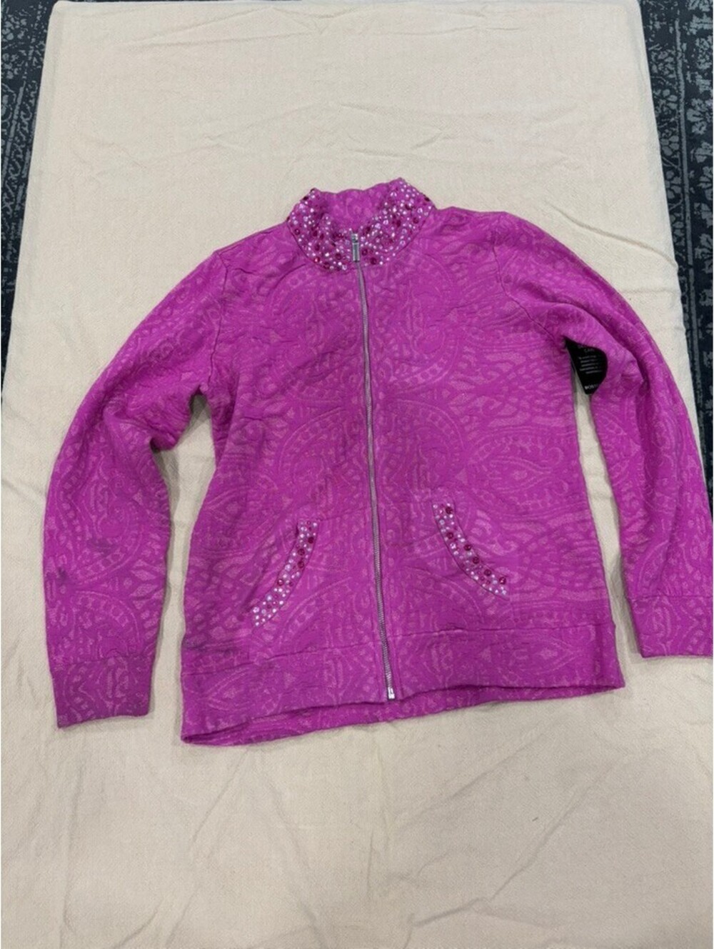Purple Paisley Patterned Set with Rhinestone Detailing - Picture 12 of 15